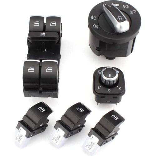 TAIHONGYU 6* Headlight Chrome Master Electric Power Window Switch 5ND 959 565 fit for VW Passat B6 Jetta Golf MK 5 6 CC