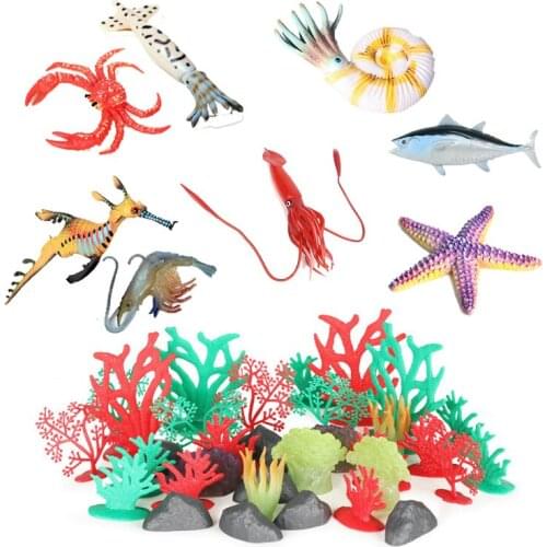 Plastic Coral Seaweed Phyllopteryx Taeniolatus Fish Shrimp Action Figures Simulation Marine Plant Animal Model Mini Figure Toys
