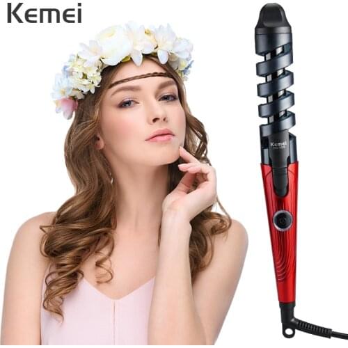 Kemei Professional Curler Iron Wand Rotating Electric Ceramic Corrugation for Hair Curlers Women Fashion Styling Hot Tools
