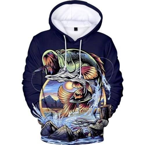 2021 New fishing Hoodie Casual Sweatshirt Teenager Adult Kids Pullover Hooded Long Sleeve 3D Pattern Streetwear Clothes