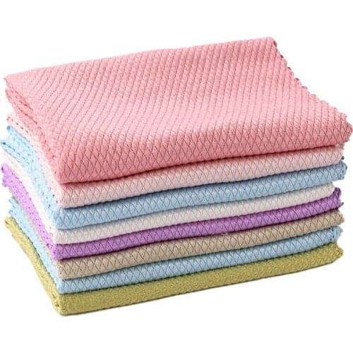 10PCS 30*30cm Kitchen Multi Purpose Dishcloth Anti-Grease Cleaning Rags Efficient Fish Scale Dish Towels Glass Wipe Cloth