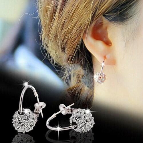 Retro Full Inlaid Lucky Ball Earrings Geometric Sweet Personality Jewelry For Women Luxury Namour Charm Gift All Seasons