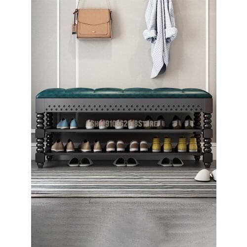 Shoes Changing Stool Soft Bag Cushion Solid Wood Storage Shoes Wearing Stool At Home Door Can Sit Into The Long Strip Storage In