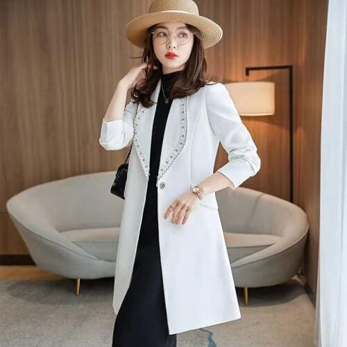 Spring And Autumn XS-3XL Windbreaker Women Coat New 2021 Jacket Women Clothing Long Slim Diamond Coats Female Jackets Black