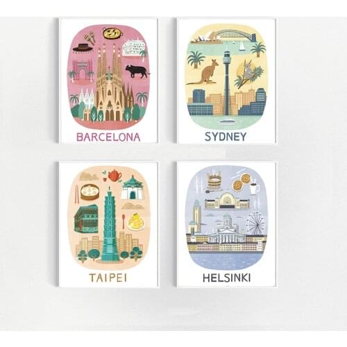 Hd Print Vintage Art Painting Cartoon Sydney Retro Posters and Prints Travel Cities Landscape Wall Art Picture Bedroom Home Deco