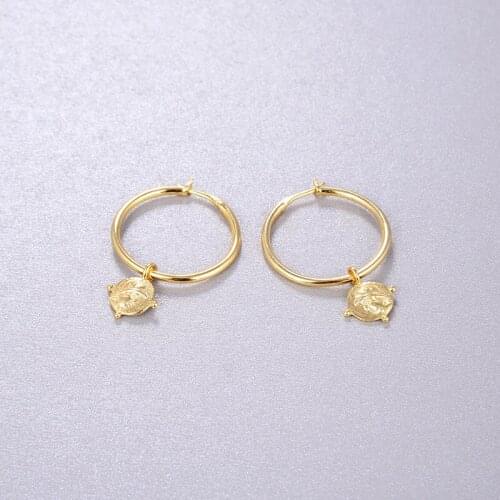 High Jewelry S925 Sterling Silver Vintage Roman Portrait Coin Earrings Classic Fashion Pendant Earrings for Women