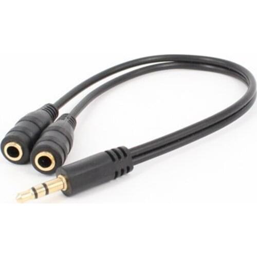 High Quality 3.5mm Male Splits Two 3.5mm Female Headphone Audio Adapter Cable Professional Audio Line Stereo Cables Black
