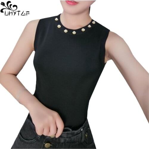 UHYTGF Summer Knitting Sweater For Women Vest Befree Thin Sleeveless Pullover Tops Female Fashion Slim Elasticity Short Vest 318