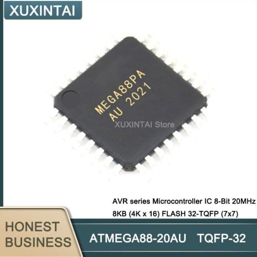 20Pcs/Lot ATMEGA88-20AU ATMEGA88 AVR series Microcontroller IC 8-Bit 20MHz 8KB (4K x 16) FLASH TQFP-32 (7x7)