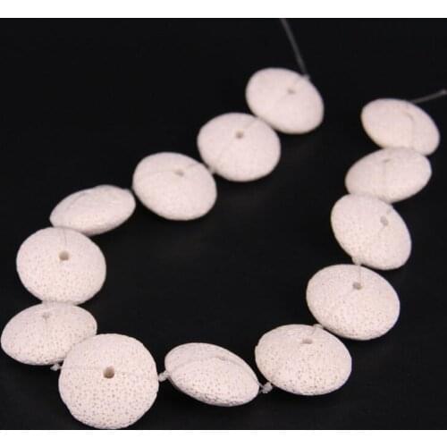2Strand/Lot,Natural White Volcano Lava Rock Centre Drilled Round Coin Shape Slab Beads,Charms DIY Pendant Earring Jewelry Making
