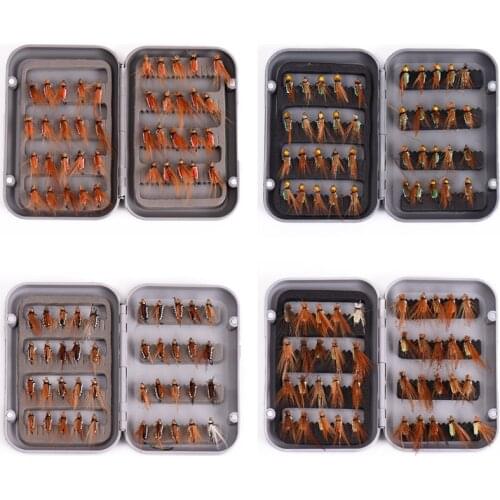 448D Fly Fishing Flies Kit with Box, Dry Wet Flies, Nymphs, Streamers for Bass Salmon Trout Fishing 40Pcs