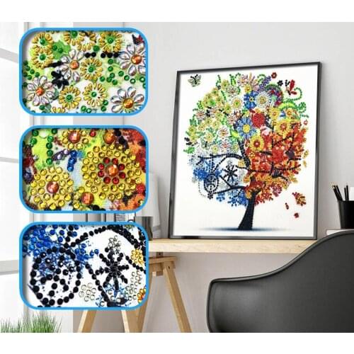 Special Shape Diamond Painting Phantom Flower Tree Combination Modern Pattern DIY 5D Part Drill Cross Stitch Kit Crystal Artwork