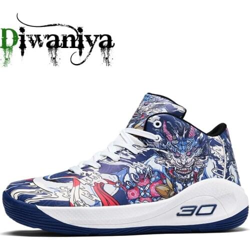 New Fashion Blue Platform Basketball Shoes Men Non-slip Bounce High Boots Basket Outdoor Breathable Sneakers Basketball Men