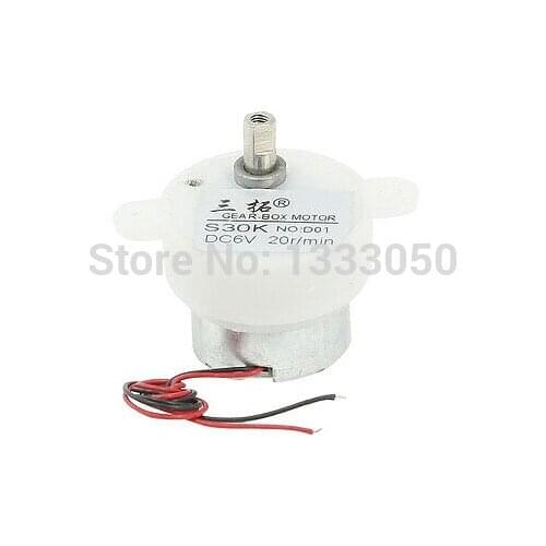 Free Shipping 20RPM DC 6V 2 Wires Gear Box Electric Speed Reduce Motor