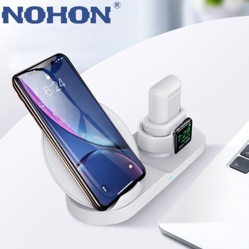 NOHON Fast 3 in 1 Wireless Charger Stand For Phone Watch Airpods Wireless Charging Dock Station For iPhone 8 Plus X XR iWatch 4