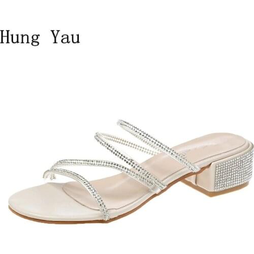 Woman Sandals Shoes Slippers Summer Style Wedges Pumps High Heels Slip On Bling Fashion Crystal Gladiator Shoes Women