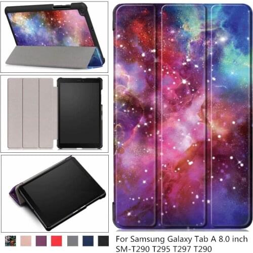 Ultra-thin pattern Book Magnetic Flip Tablet Cover Case for Samsung Tab A 8.0 inch SM-T290 T295 T297 T290 2019 Tablet + film