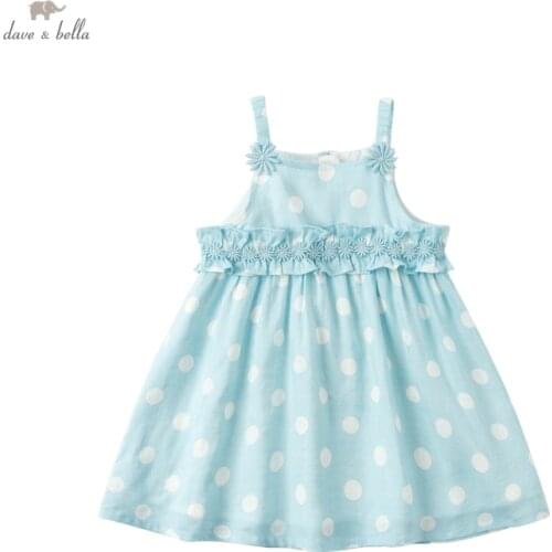 DBZ18163 dave bella summer baby girls cute floral dots print dress children fashion party dress kids infant lolita clothes
