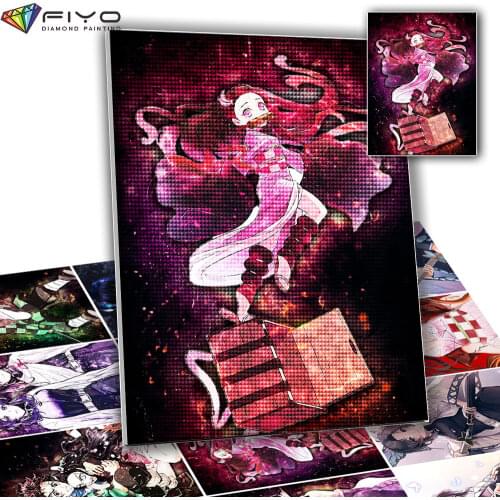 Demon Slayer Diamond Painting Mural Anime Character Diamond Embroidery Mosaic Picture Cuadros Cross Stitch Kits Room Decoration