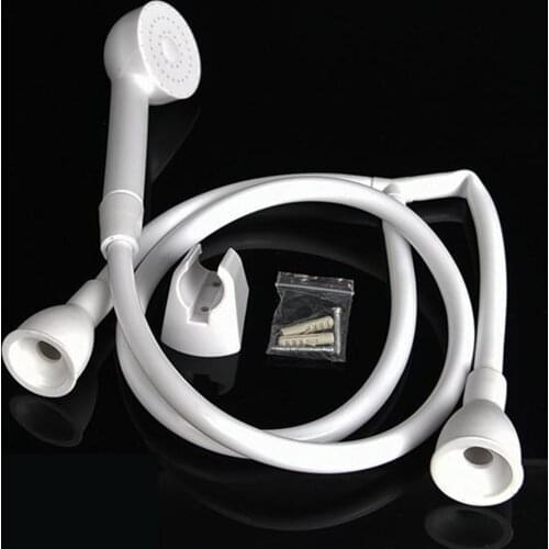 Double Tap Sink Tub Faucet Shower Head Hose PUSH-FIT White Pet Bath Tool