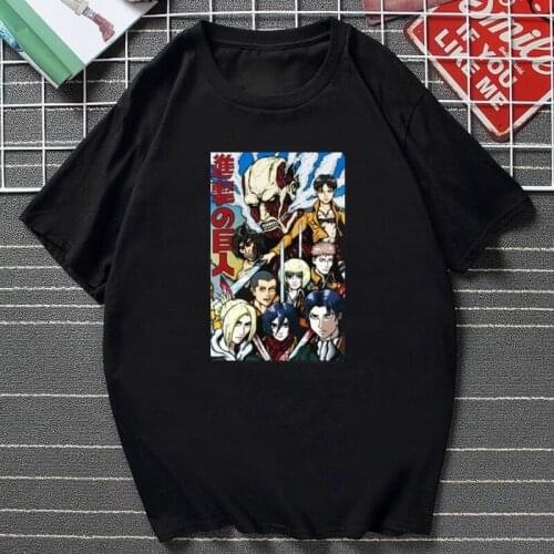 New Harajuku Attack on Titan Shingeki No Kyojin Cool Japanese Anime Men T-shirt Eren Jaeger Manga Graphic Tops Cotton Loose Tee