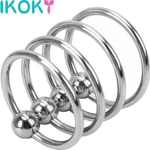 IKOKY Stainless Steel Cock Head Glans Penis Ring Sex Increase Orgasm Sex Products for Men Delayed Ejaculation Three Or Four Laps