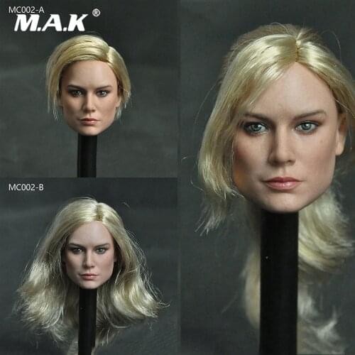 In Stock 1/6 Scale Collectible MC002 Brie Larson Female Head Sculpt with Long Hair for 12''Action Figures Bodies Accessories