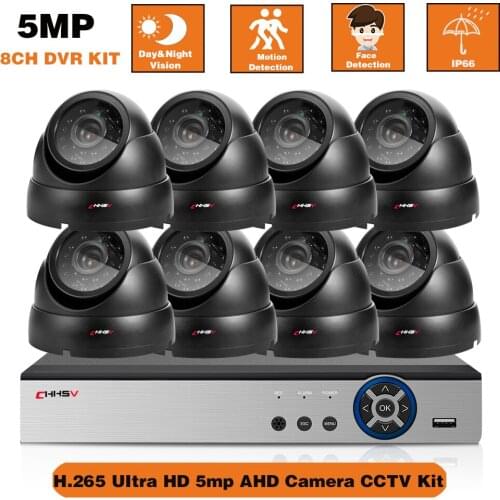 8 Channel DVR Kit 5mp CCTV IP DVR Home Security Camera System 8CH Outdoor Dome Video Surveillance Camera System Kit H.265 XMEYE