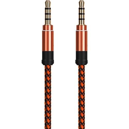 2pc 1.5m Nylon Jack Aux Cable 3.5 mm to 3.5mm Audio Cable Male to Male Kabel Gold Plug Car Aux Cord for phone black ,red,oranger