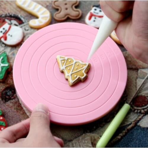Kitchen Mini Cake Plate Revolving Decoration Stand Platform Turntable Round Rotating Cake Swivel Christmas Baking Tool