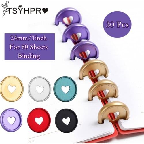 30 Pcs Matte Heart Disc for Notebooks 24mm Diy Binding Rings Planner Discs Loose Leaf Binder School Office Supplies A20-S7