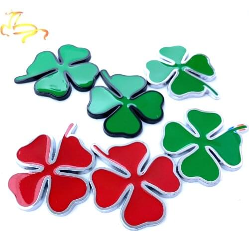2PCS 3D Metal Auto Styling Badge Emblem Sticker Four Leaf Clover Motorcycle Car Stickers DIY Decoration for Alfa Romeo Giulia
