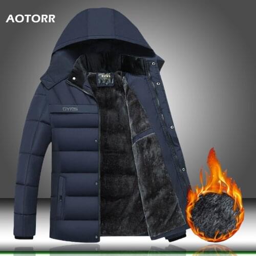 Men Winter Parkas Windproof Jacket Thick Fleece Male Hooded Coat Super Warm Overcoat Mens Zipper Outerwear 2021 Hat Detachable
