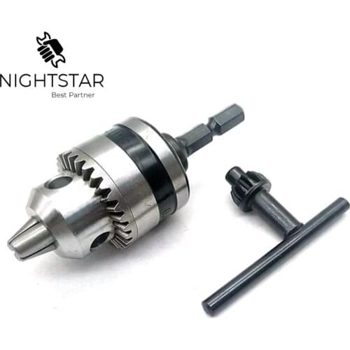 3/8" Power Drill Chuck Conversion Kit Durable 1/4" Hex Adapter 0.6-6.5mm For Electric Drills Power Tools Accessories w/ key