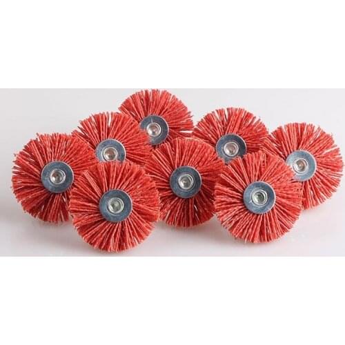 New 10pcs 80# OD85MM Abrasive wire brush Red Nylon Radial Polishing brush Grinding wheel for wood furniture polishing