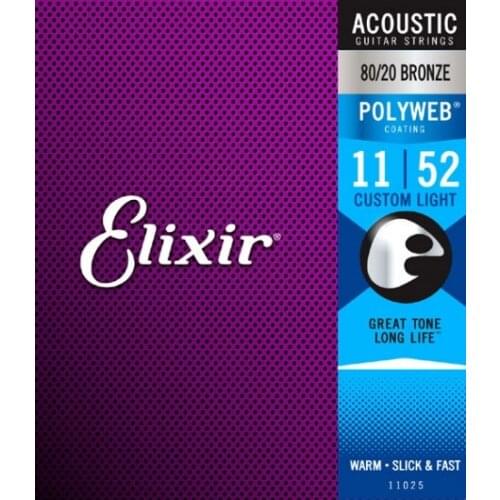Elixir Original Strings 11025 Polyweb 80/20 Bronze Acoustic Guitar Strings .011-.052 Custom Light