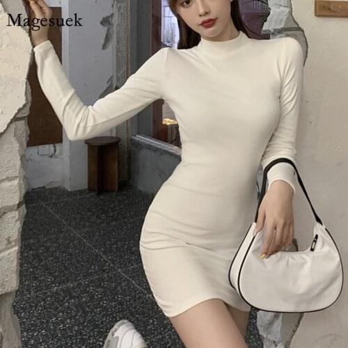 Autumn Sexy Slim Bodycon Dress Lady Long Sleeve High Waist Hollow Back Bottoming Dress for Women Solid Splicing Hip Dress 12997