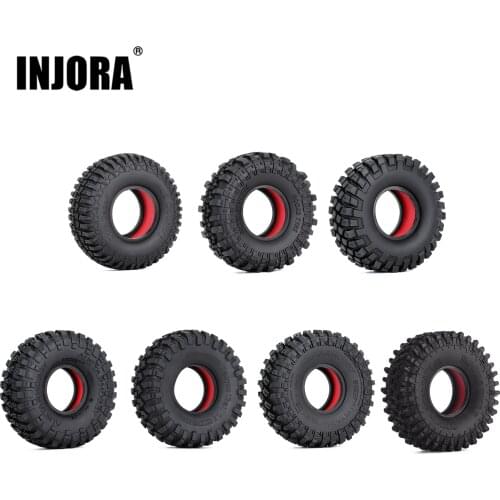 INJORA 4PCS 1.9" Rubber Wheel Tires with Dual Stage TPE Foam for RC Crawler Car Axial SCX10 90046 Traxxas TRX4 D90 Redcat Gen8