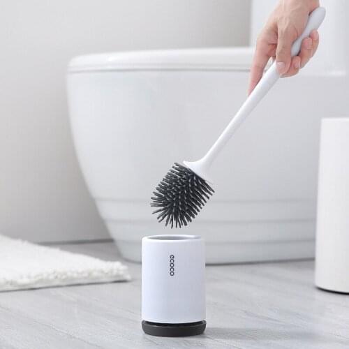 Toilet Brush with Base Toilet Cleaning Set Bathroom Hotel High Quality TPR Toilet Brush Wall Mounted Long Handle Cleaning Brush