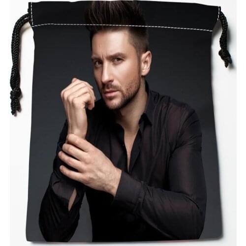 Nice Sergej Lazarev Drawstring Bags HD Print 18X22CM New Arrival Soft Satin Fabric Resuable Storage Clothes Bag Shoes Bags 0603
