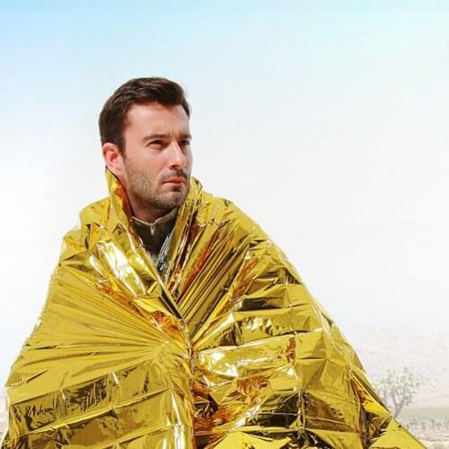 Camping Emergency Blanket Sleeping Bag Outdoor Survival Gear Foil Sun Protection for Family Outdoor Camping Supply