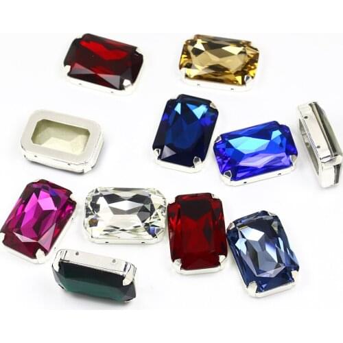 27*18mm Octagon k9 Crystal Sew On Rhinestone Applique Pointed Back Sewing Diamond Glass Stones For Needlework Clothes Shoes