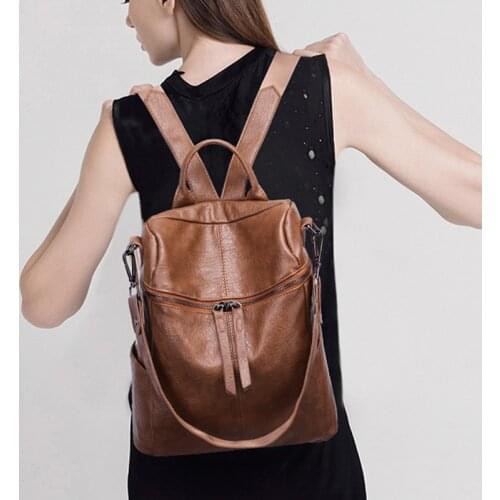 Korean Version Backpack Women The Wild Fashion Travel Backack Woman Bag Leisure Travel PU Leather Backpacks