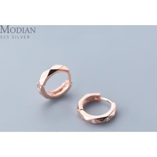 Modian Silver 925 Jewelry Minimalism Clear CZ Hoop Earrings for Women Sterling Silver 925 Anti-allergy Fine Jewelry Gifts