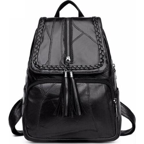 2019 Newest Hot Women Lady Luxury Soft Faux Leather Tassel Backpacks Rucksack Shoulder Bag Travel School Bags