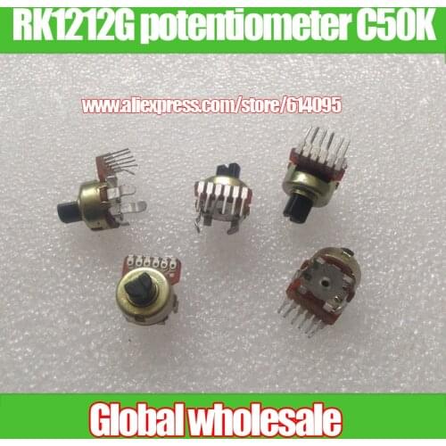 20pcs RK1212G Vertical rotary potentiometer C50K / double potentiometer handle length 5MMF / 6 pin