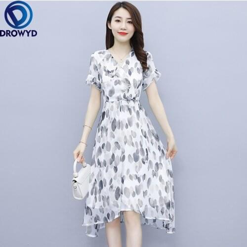 2021 Summer New Floral Chiffon Boho Beach Sundress Print Vintage Oversize Sweet Midi Dress Elegant Women Bodycon Party Vestidos
