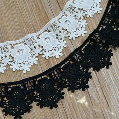 5 Yard/Lot Black white Milk silk lace trim embroidery lace fabric garment curtains sofa skirts DIY accessories wide 6cm