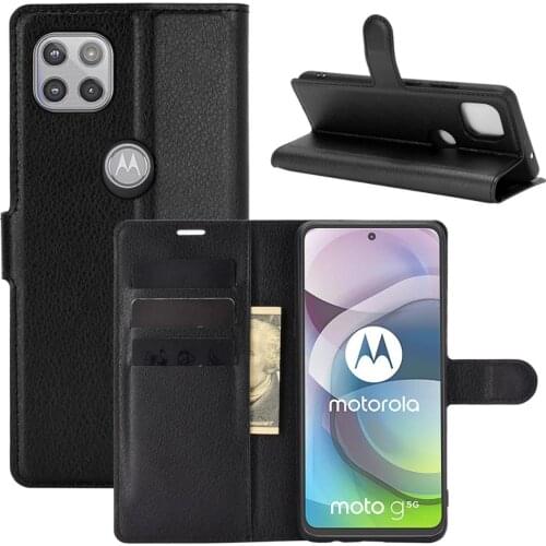 500Pcs/Lot Lychee Pattern Flip PU Leather Wallet Phone Case For Moto G 5G G9 Power Edge Play Plus E7