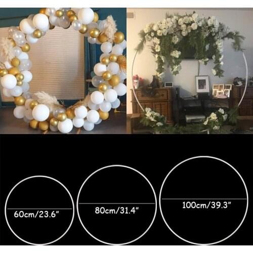 60/80/100cm Plastic Artificial Flower Wreath Frame Wedding Decoration DIY Arch Bow Balloon Flowers Garland Christmas Party Decor